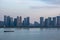 View of Hangzhou with modern buildings and their reflection, is the capital and most populous city