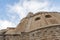 View from the Har Tsiyon street on the outer walls of Dormition Abbey in old city of Jerusalem, Israel