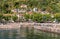 View of Harbor of Laveno Mombello on Lake Maggiore in province of Varese, Italy