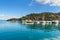 View of harbor seafront in seaport town Porto Santo Stefano in Monte Argentario. Italy