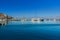 View of harbor seafront in seaport town Porto Santo Stefano in Monte Argentario. Italy