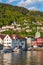 View of the harbor in the town of Bergen