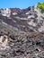 View of hardened lava flow on slope of Etna