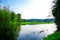 View of the Harkortsee and the surrounding landscape. Nature by the lake on the Ruhr.