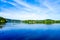 View of the Harkortsee and the surrounding landscape. Nature by the lake on the Ruhr.