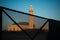 View of Hassan II mosque behind fences
