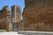 A view of Hassan Tower through the remains of a 12th century wall at Rabat in Morocco.