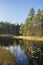 View of The Haukkalampi pond in autumn, Nuuksio National Park, Espoo, Finland