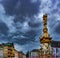 View of Hauptmarkt square in Trier, with historic fountain