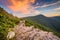 View of Hawksbill Mountain at sunset, from Crescent Rock, in She