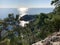 View from a height on a cliff covered with coniferous