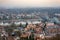 View from the height to the Elbe with the blue wonder, an old steel girder bridge, at the edge, the residential development of