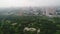 View from the height to the foggy city and park