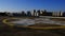 View of the helipad on the roof of a building in the city