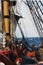 View from the helm of a replica 18th century ship off of Diamond Head, Hawaii