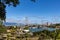 View of the Hercilio Luz Suspension Bridge. The longest suspension bridge in Brazil and the symbol of the city of Florianopolis