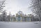 View of the Hermitage pavilion cloudy February day. Tsarskoye Selo