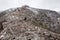 View of the Hermitage of Santo Cristo on the snow-capped mountain of Calvary in the city of Bocairent