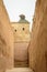 View of the high ancient walls inside Marrakech Badi Palace