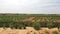 View from the high-speed train through the window on the magnificent scenery of Spain. View from the train window of