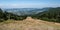 View from hiking trail between Radhost and Pustevny in Moravskoslezske Beskydy mountains in Czech republic