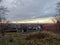 View from a hill autumn cityscape, private sector, factory, power lines