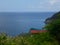 View From Hillside of Caribbean Sea and Boat