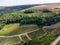 View on hilly Sancerre Chavignol appellation vineyards, Cher department, France, overlooking iver Loire valley, noted for its