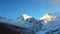 View of Himalayas at sunset with Everest peak at the end of video