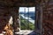 View of historic Aggstein castle ruin on the Danube river. Lower