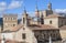 View of historic building roofs of Guadalupe, Spain