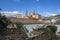 View of historic building roofs of Guadalupe town, Spain