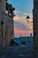 View of the historic center of Otranto at sunset. Salento, Apulia Italy.