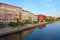 View of the historic city center with the old town tenements along the Brda River embankment