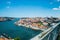 View of the historic city of Porto, Portugal with the Dom Luiz b