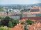 View of historic city Prague, nice old landmarks and buildings, roofs and towers. Czech Republic, Europe