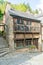 View of the historic half-timbered houses on the Rue du Petit Fort street in old town of Dinan in Brittany