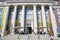 View on historic magnificient facade of former local court building, impressiv pillars neo baroque style