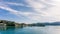 View on historic part of Porto Ferraio with mountains in background