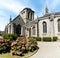 View of the historic and picturesque church of Saint Ronan in Locronan in Brittany