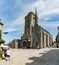 View of the historic and picturesque church of Saint Ronan in Locronan in Brittany