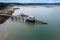 View of the historic piers on the Mumbles Headland in Swansea Bay