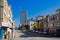 View of historic traditional Cable Cars riding on famous San Francisco Street, California