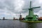 View of the historic windmills at Zaanse Schaans in North Holland