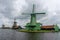 View of the historic windmills at Zaanse Schaans in North Holland