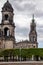 View of historical buildings, castle churches and women's church during the Corona Lockdown without tourists of the city of