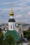 View of historical district of Vladimir with golden domes of churches. Russia, Vladimir