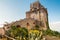 View of the historical fortification tower - Torre Colimena in village Manduria, province of Taranto, Puglia