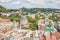 View of historical old city district of Lviv, Ukraine. Old buildings and courtyards in historic Lviv