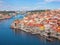 View on the historical part of Porto and the Douro river in sunny spring morning, Portugal